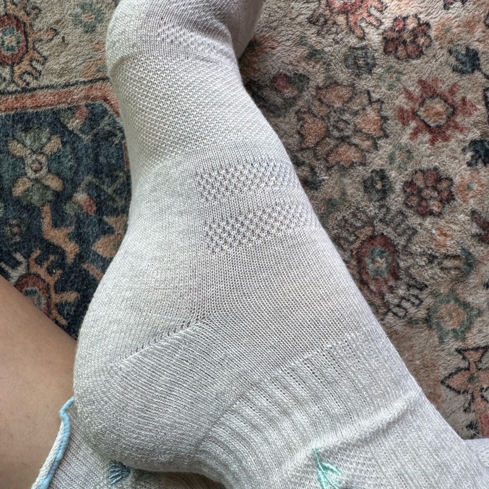 Worn Woman’s cream crew socks - Picture 5 of 5